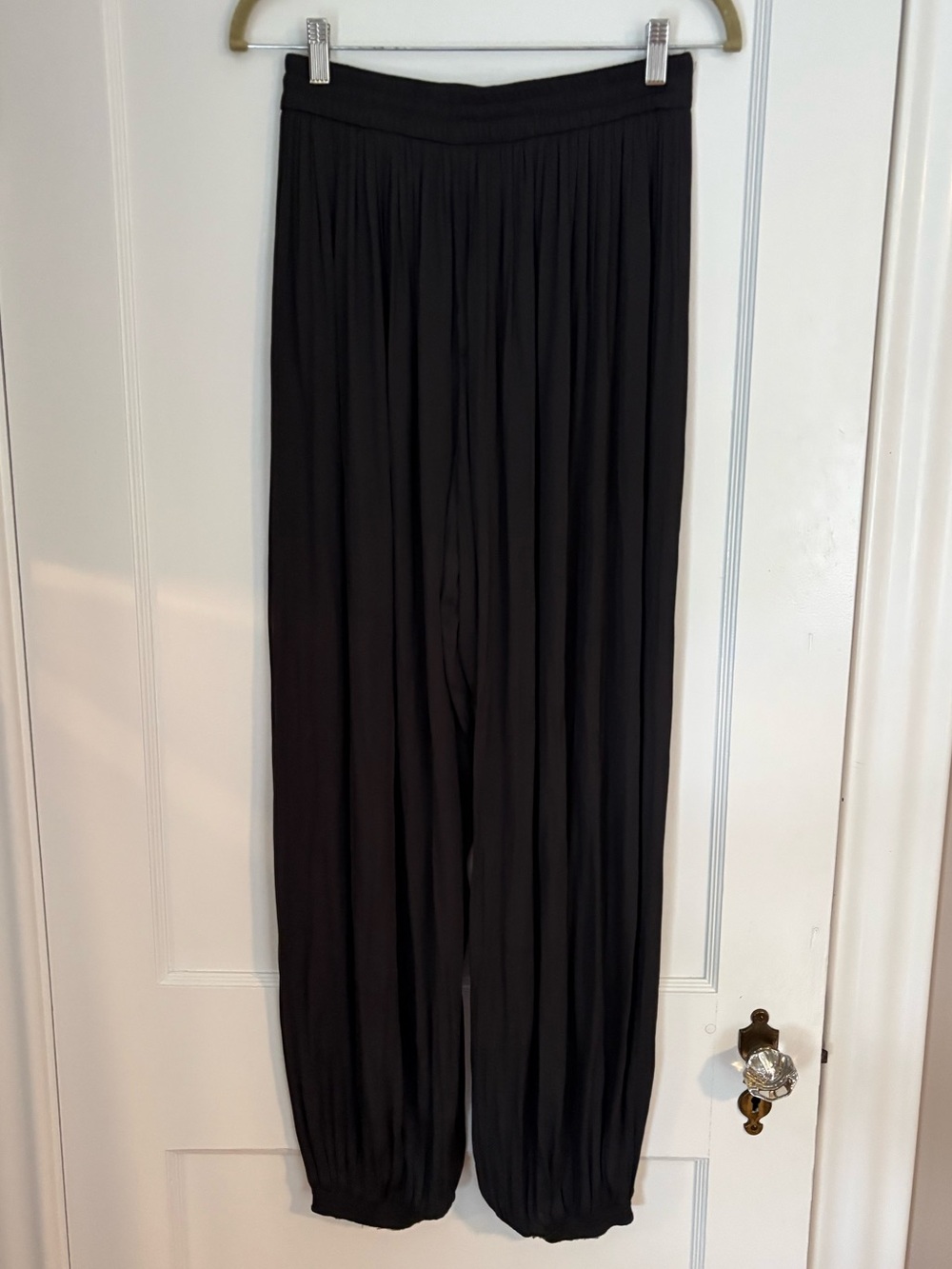 ZARA Charcoal Satin Pleated Wide-Leg Palazzo Pants